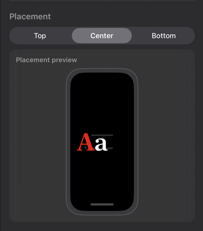 Reader placement Top Center Bottom control